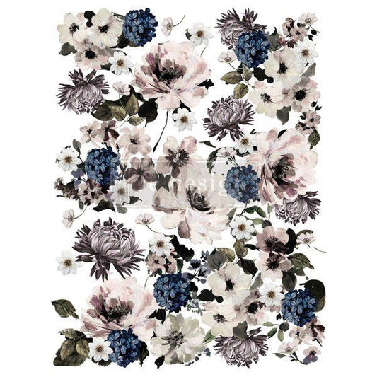 Dark Floral Transfer - Total Sheet Size: 24″ X 35″, CUT INTO 3 SHEETS