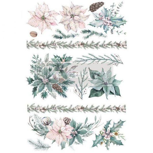 Evergreen Florals Transfer - Total Sheet Size: 24″ X 35″, CUT INTO 3 SHEETS