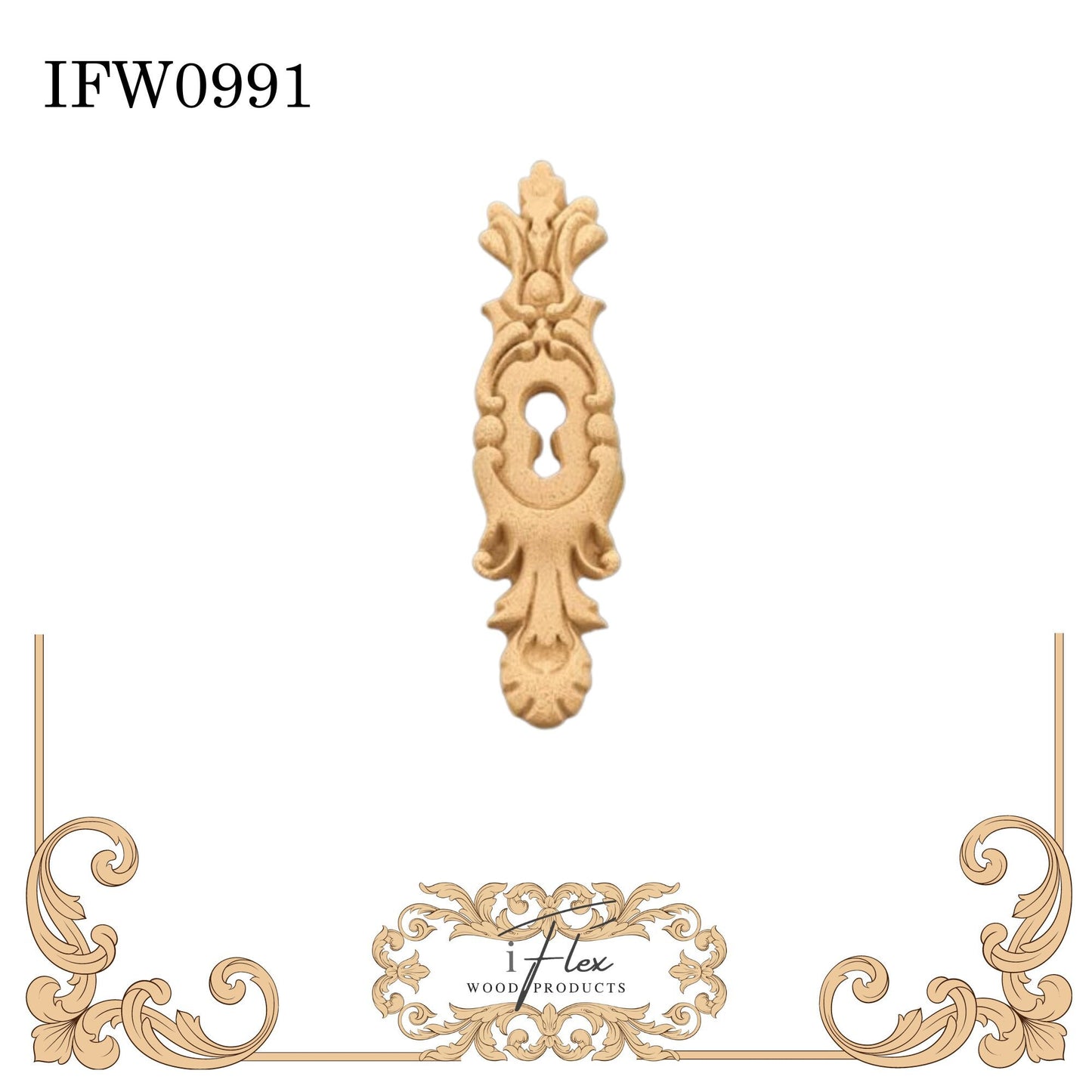 IFW 0991 iFlex Wood Products, bendable mouldings, flexible, wooden appliques, drop