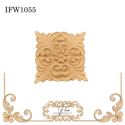IFW 1055 iFlex Wood Products, bendable mouldings, flexible, wooden appliques, rosette, centerpiece