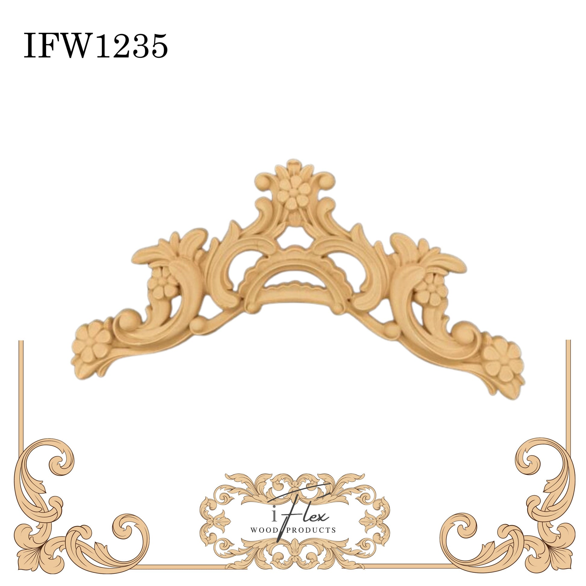 IFW 1235 iFlex Wood Products, bendable mouldings, flexible, wooden appliques, pediment