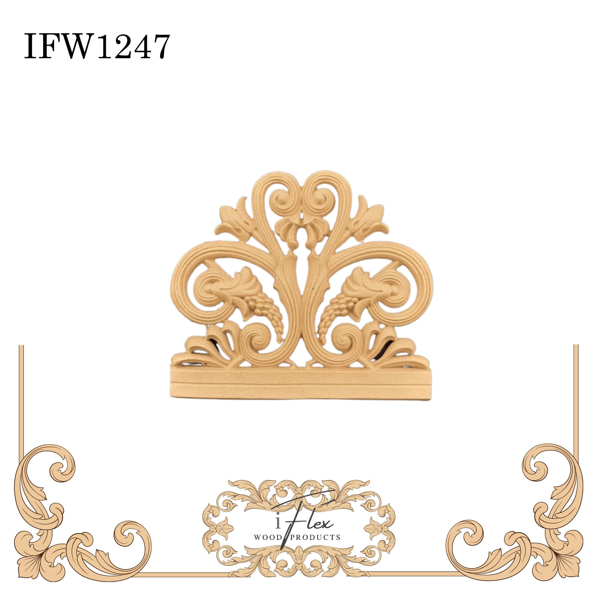IFW 1247 iFlex Wood Products, bendable mouldings, flexible, wooden appliques, plaque, centerpiece