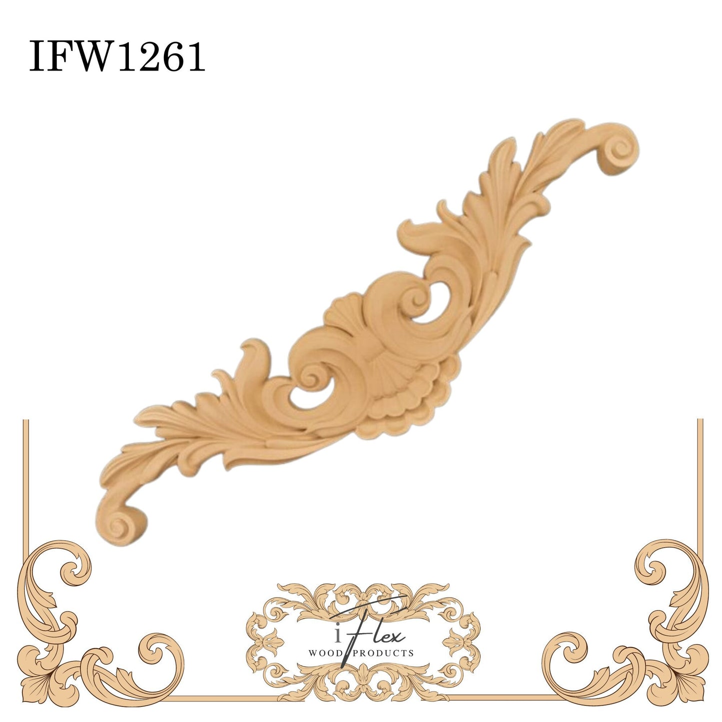 IFW 1261A iFlex Wood Products, bendable mouldings, flexible, wooden appliques, pediment, architectural piece