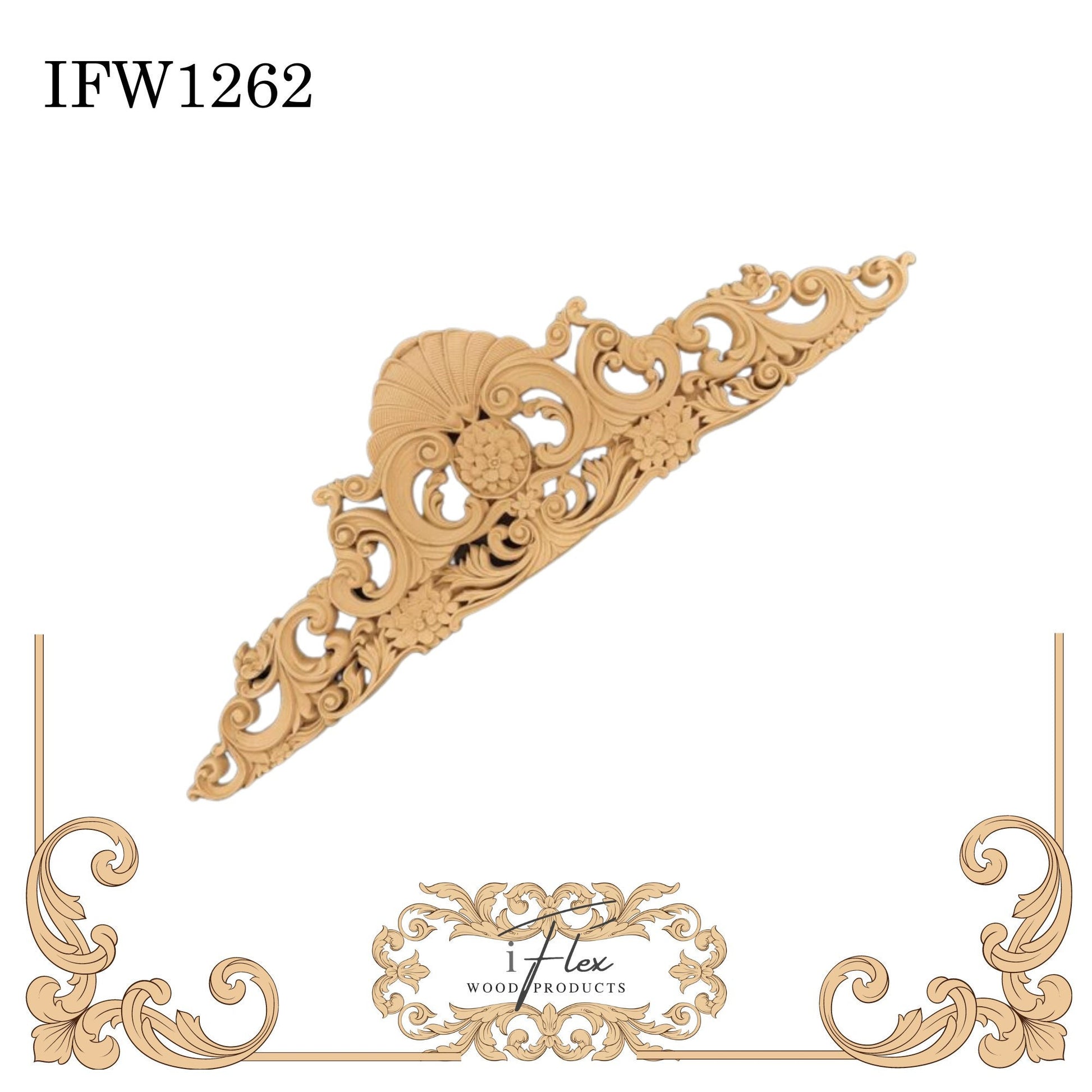 IFW 1262 iFlex Wood Products, bendable mouldings, flexible, wooden appliques, pediment, architectural piece
