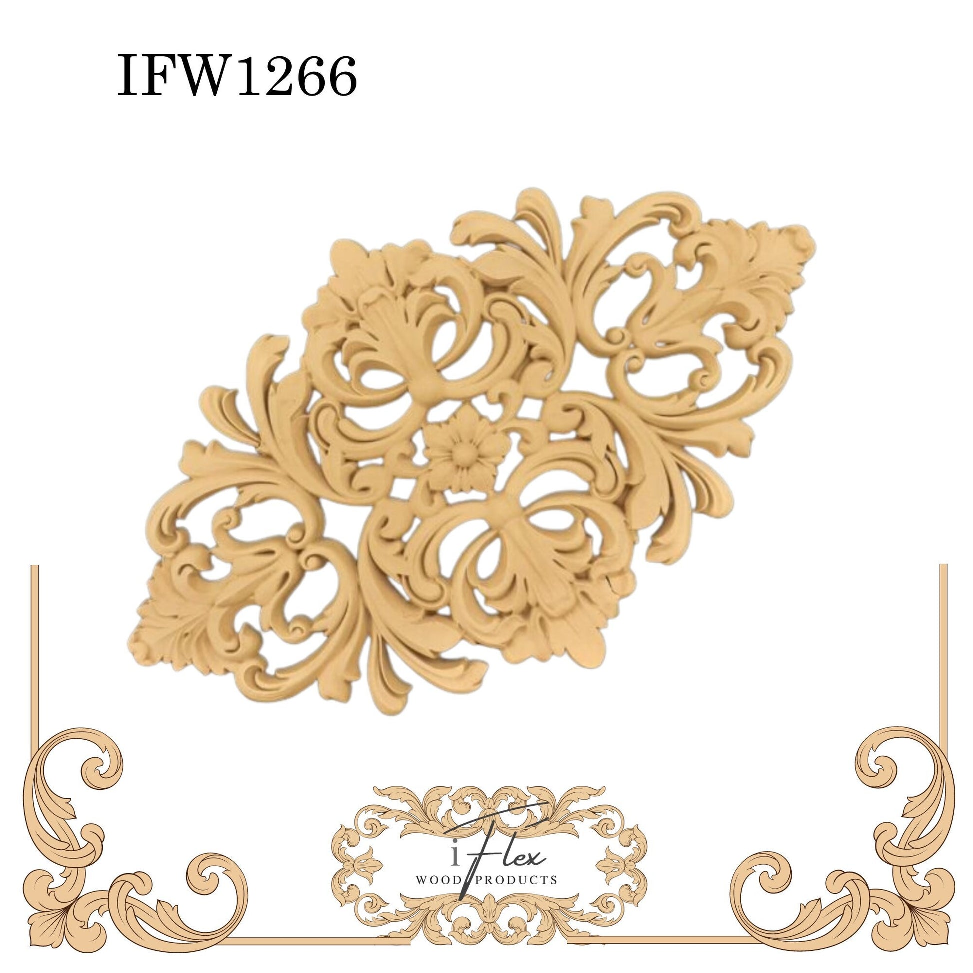 IFW 1266 iFlex Wood Products, bendable mouldings, flexible, wooden appliques, plaque, architectural piece  piece