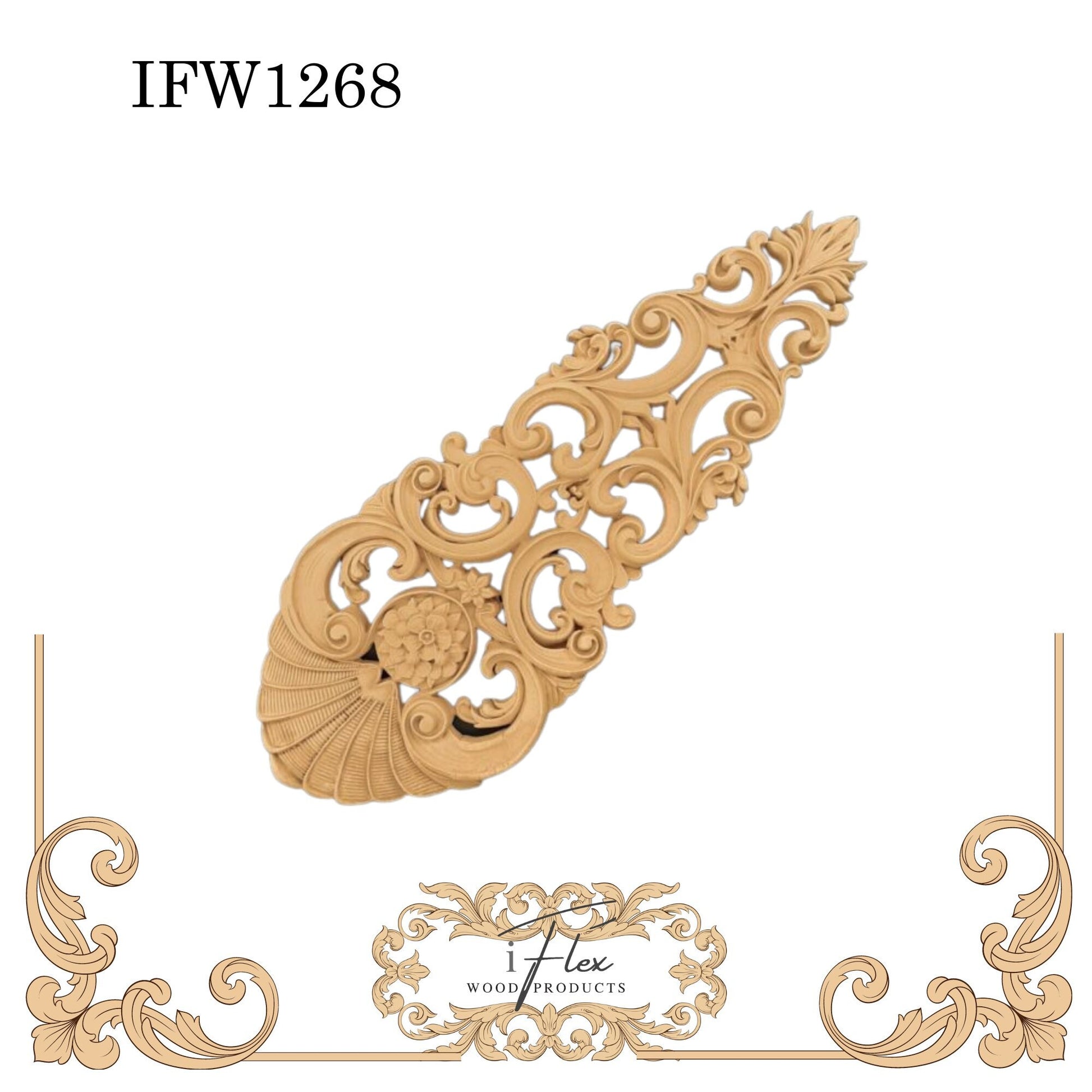 IFW 1268 iFlex Wood Products, bendable mouldings, flexible, wooden appliques, drop, architectural piece