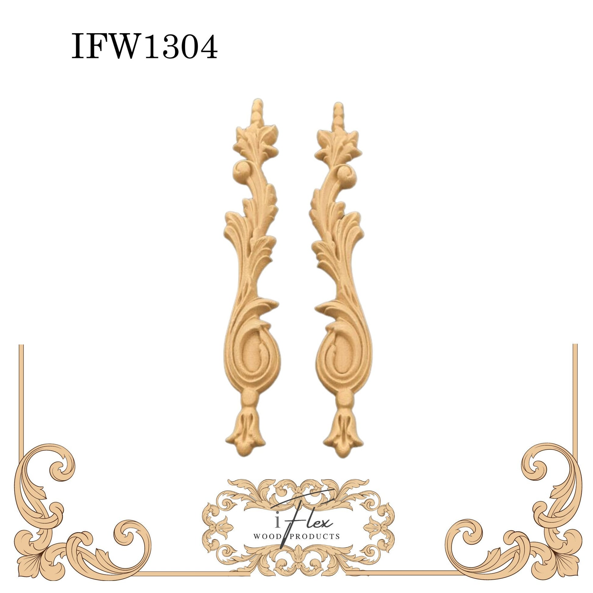 IFW 1304 iFlex Wood Products, bendable mouldings, flexible, wooden appliques, drops pair