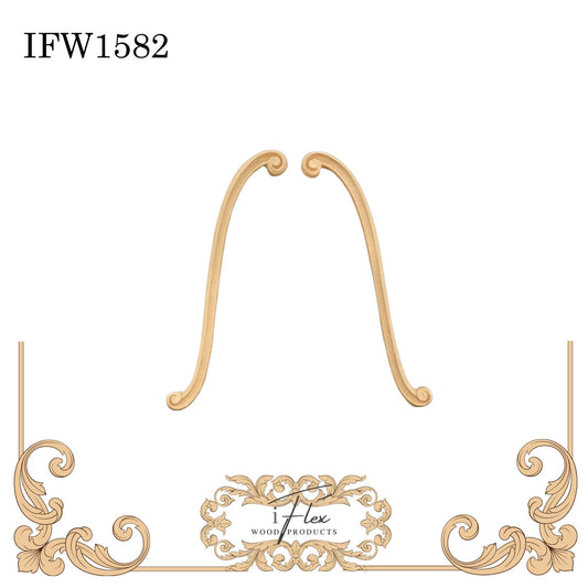 IFW 1582 iFlex Wood Products, bendable mouldings, flexible, wooden appliques, scroll pair