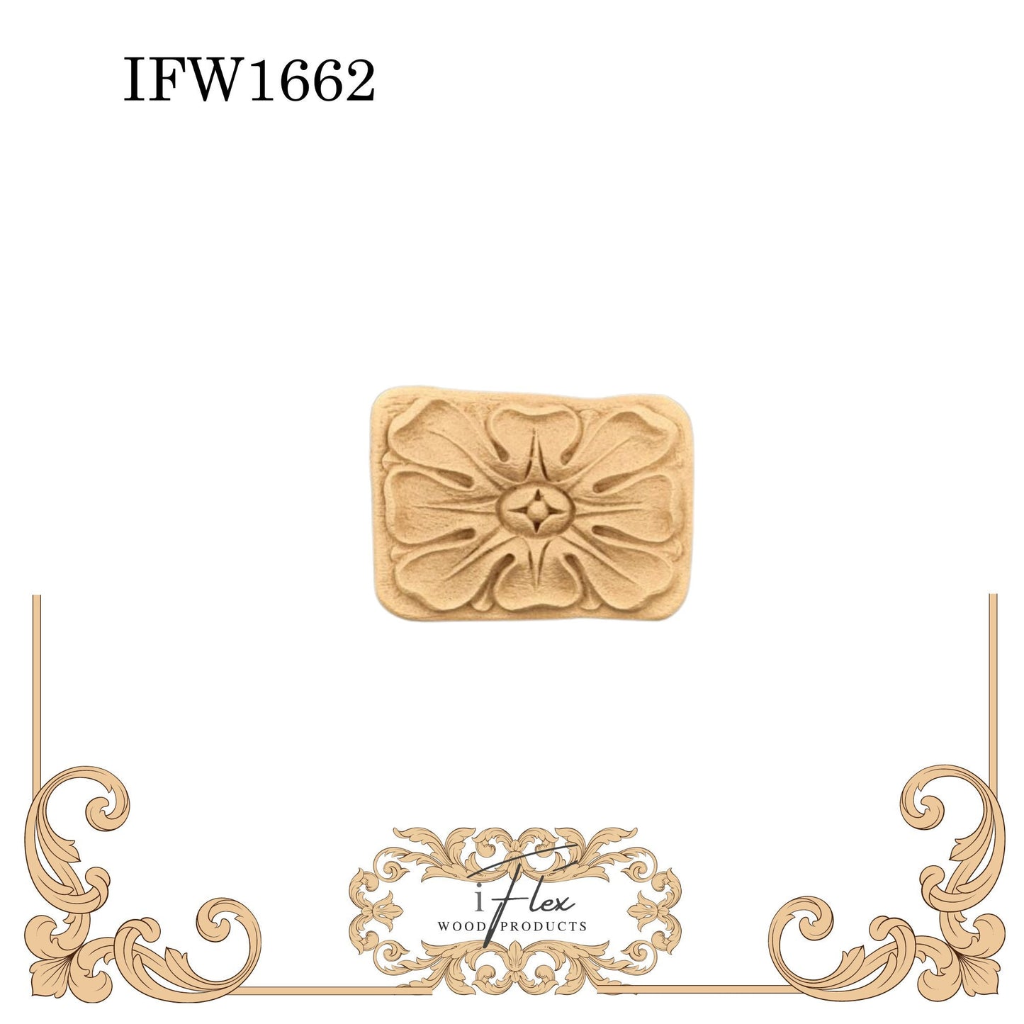 IFW 1662 iFlex Wood Products, bendable mouldings, flexible, wooden appliques, flower square