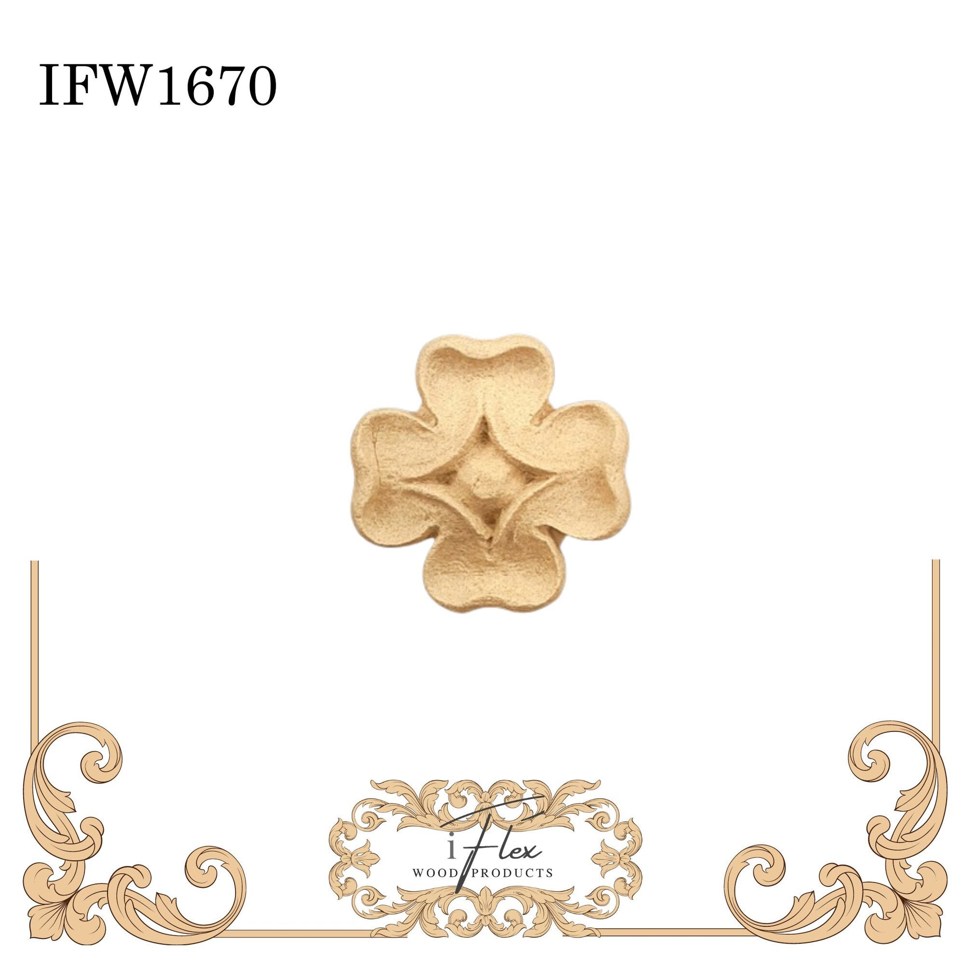 IFW 1670 iFlex Wood Products, bendable mouldings, flexible, wooden appliques, flower