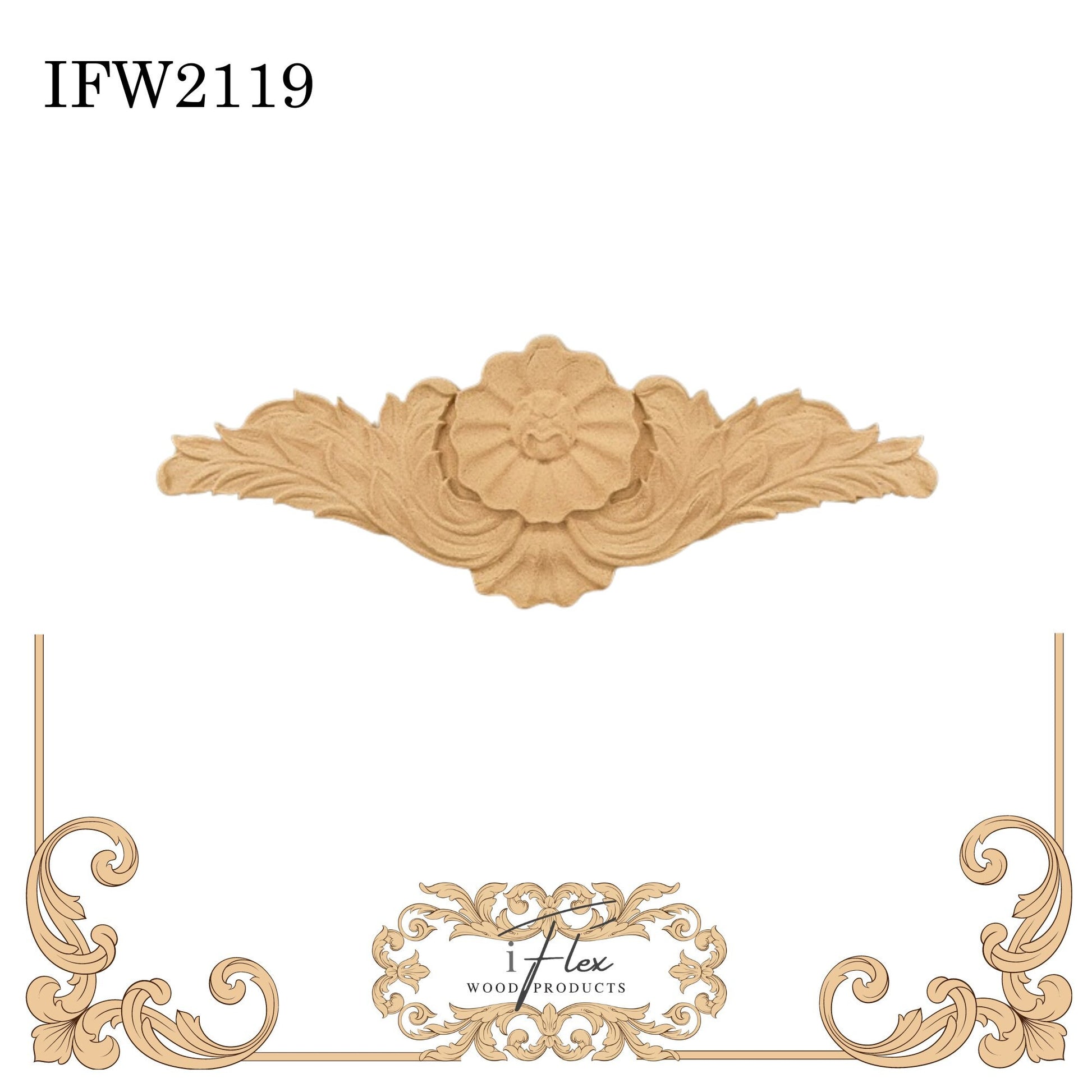 IFW 2119 iFlex Wood Products, bendable mouldings, flexible, wooden appliques, plume, pediment