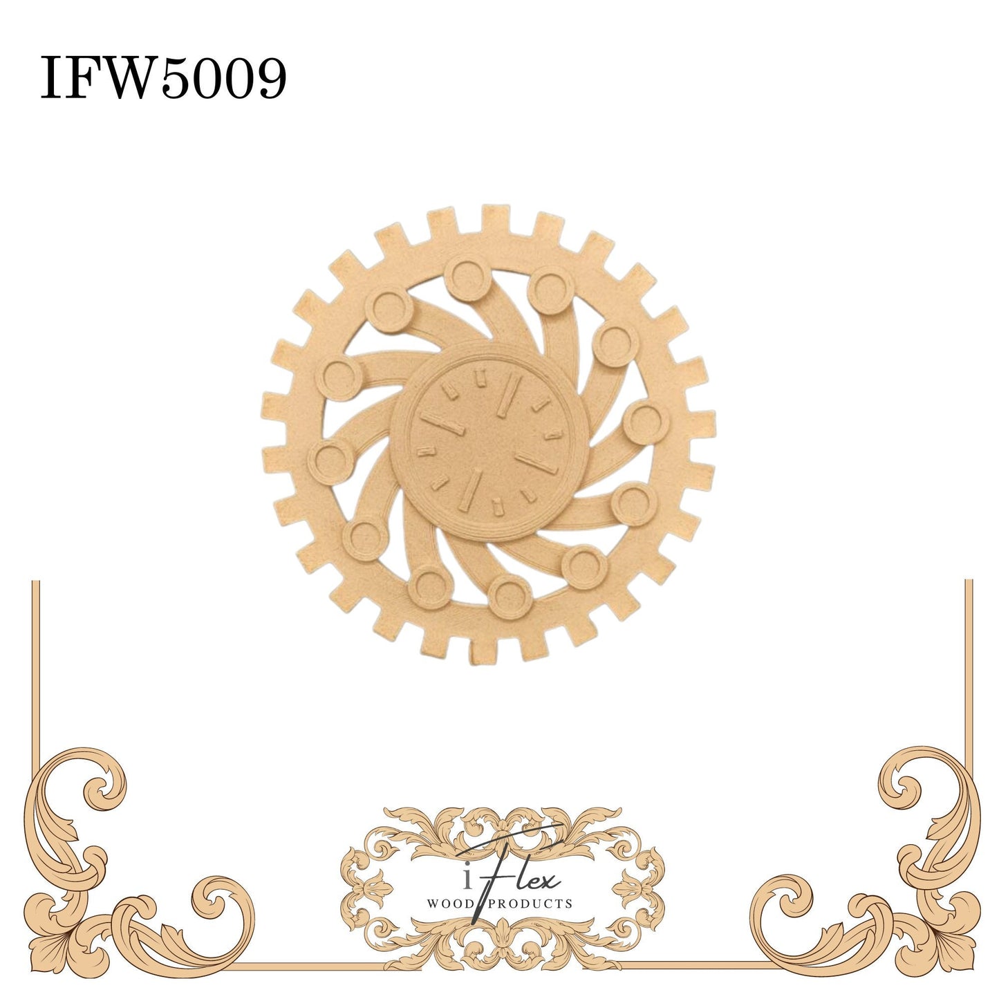 IFW 5009 iFlex Wood Products steampunk, gear Flexible Pliable Embellishment