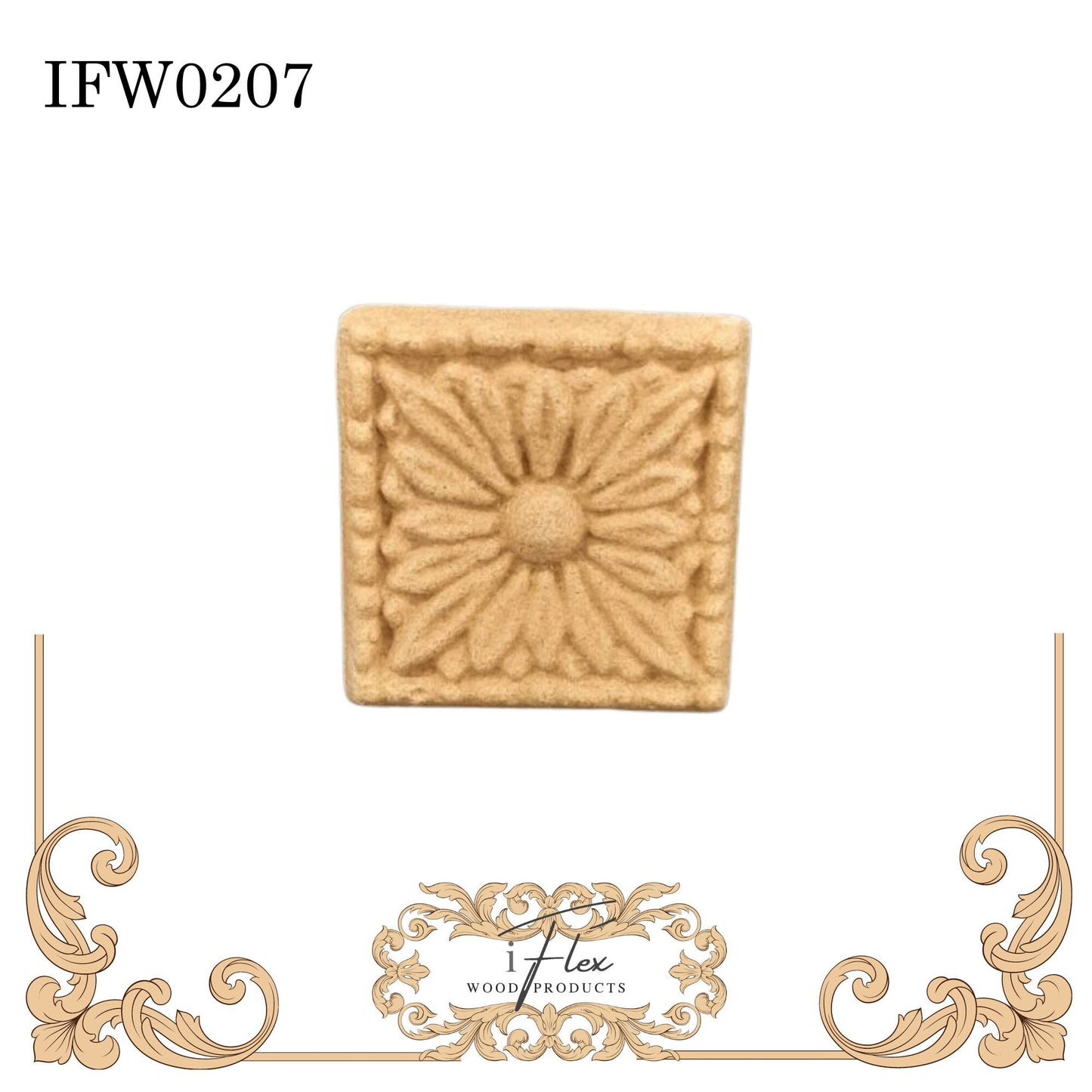 IFW 0207  iFlex Wood Products, Rosette, Centerpiece Flexible Pliable Embellishment