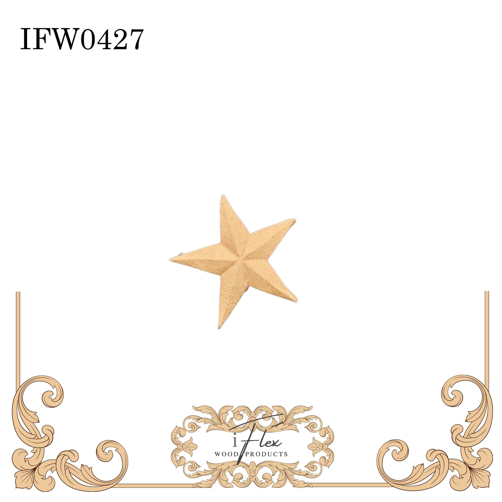 IFW 0427  iFlex Wood Products star, misc bendable mouldings, flexible, wooden appliques
