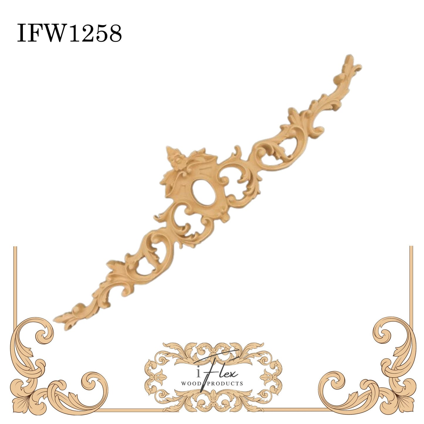 IFW 1258 iFlex Wood Products, bendable mouldings, flexible, wooden appliques, pediment