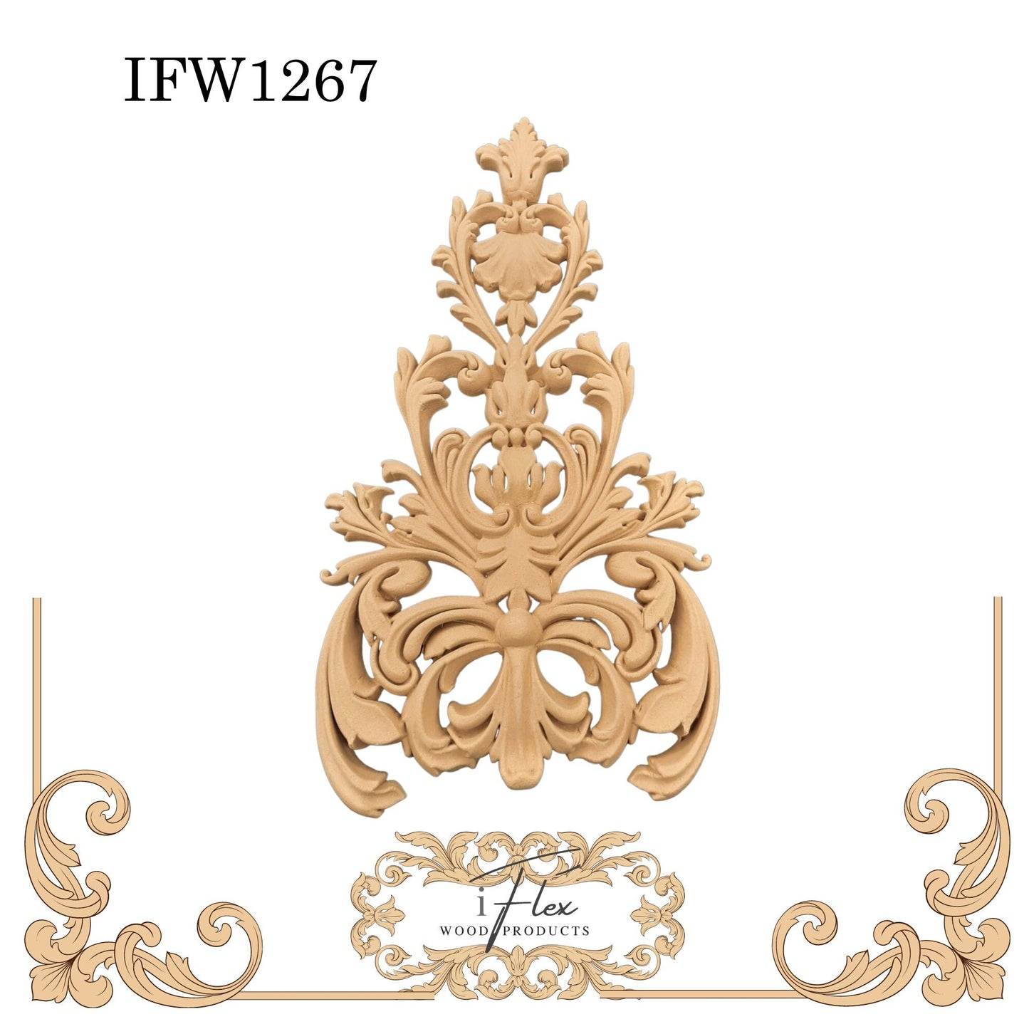 IFW 1267 iFlex Wood Products, bendable mouldings, flexible, wooden appliques, drop, architectural piece