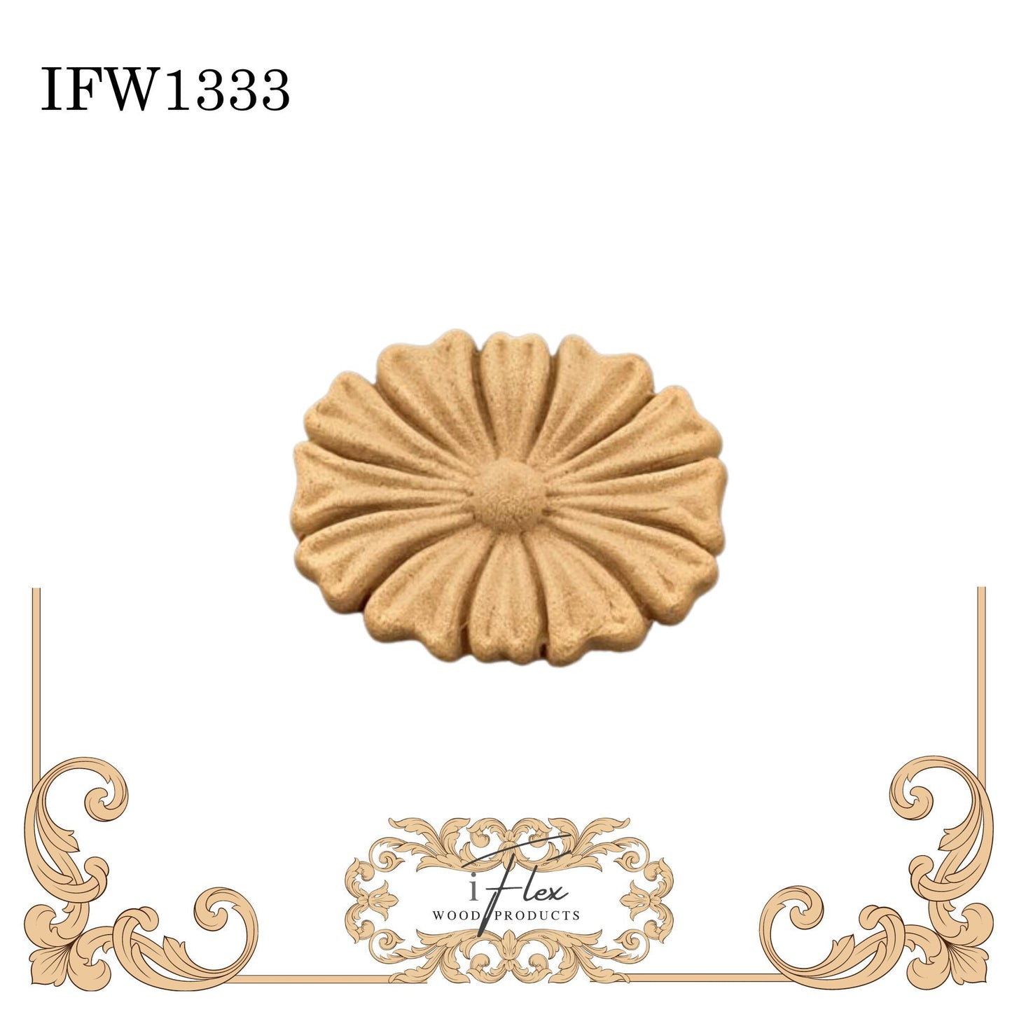 IFW 1333 iFlex Wood Products, bendable mouldings, flexible, wooden appliques, flower