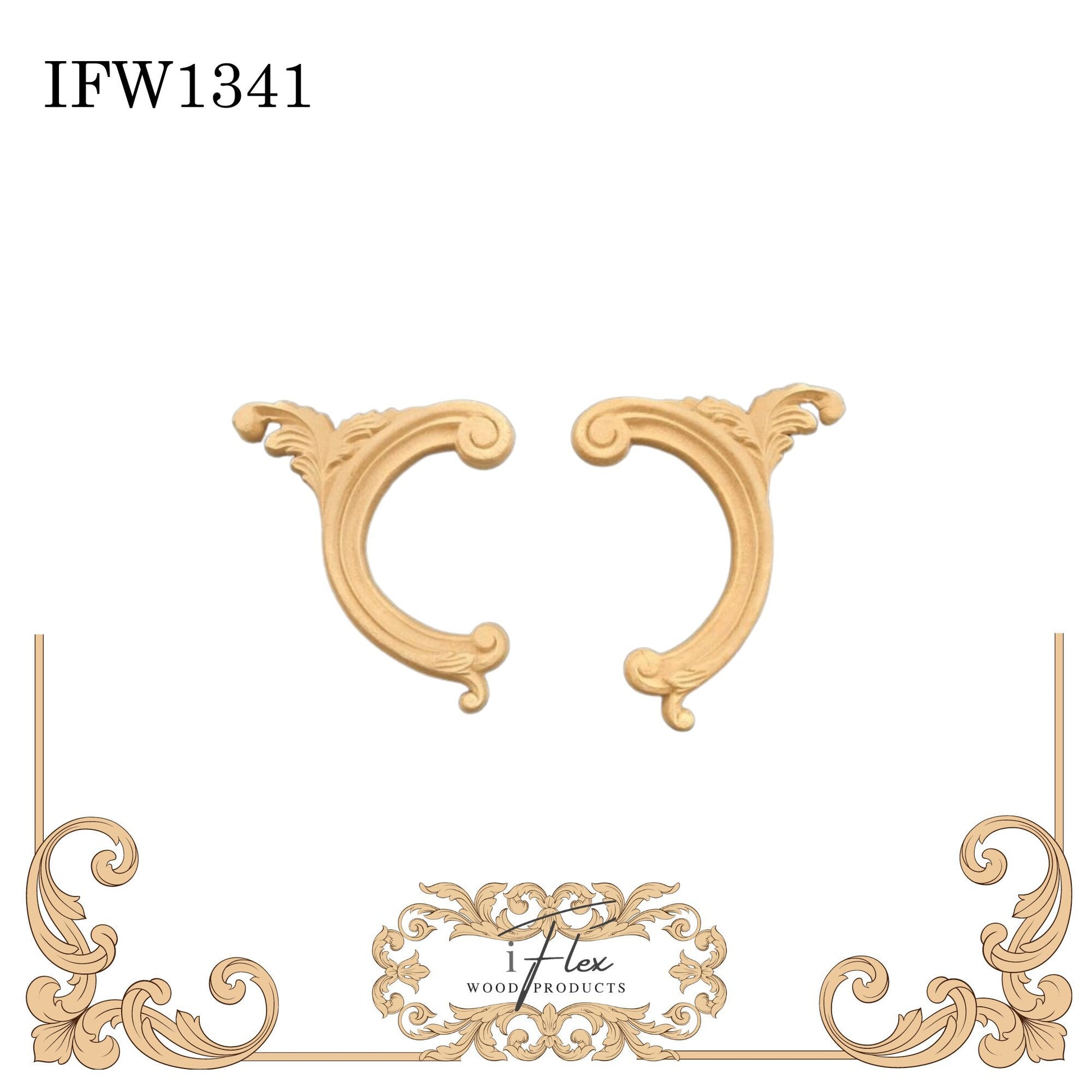 IFW 1341 iFlex Wood Products, bendable mouldings, flexible, wooden appliques, scroll pair