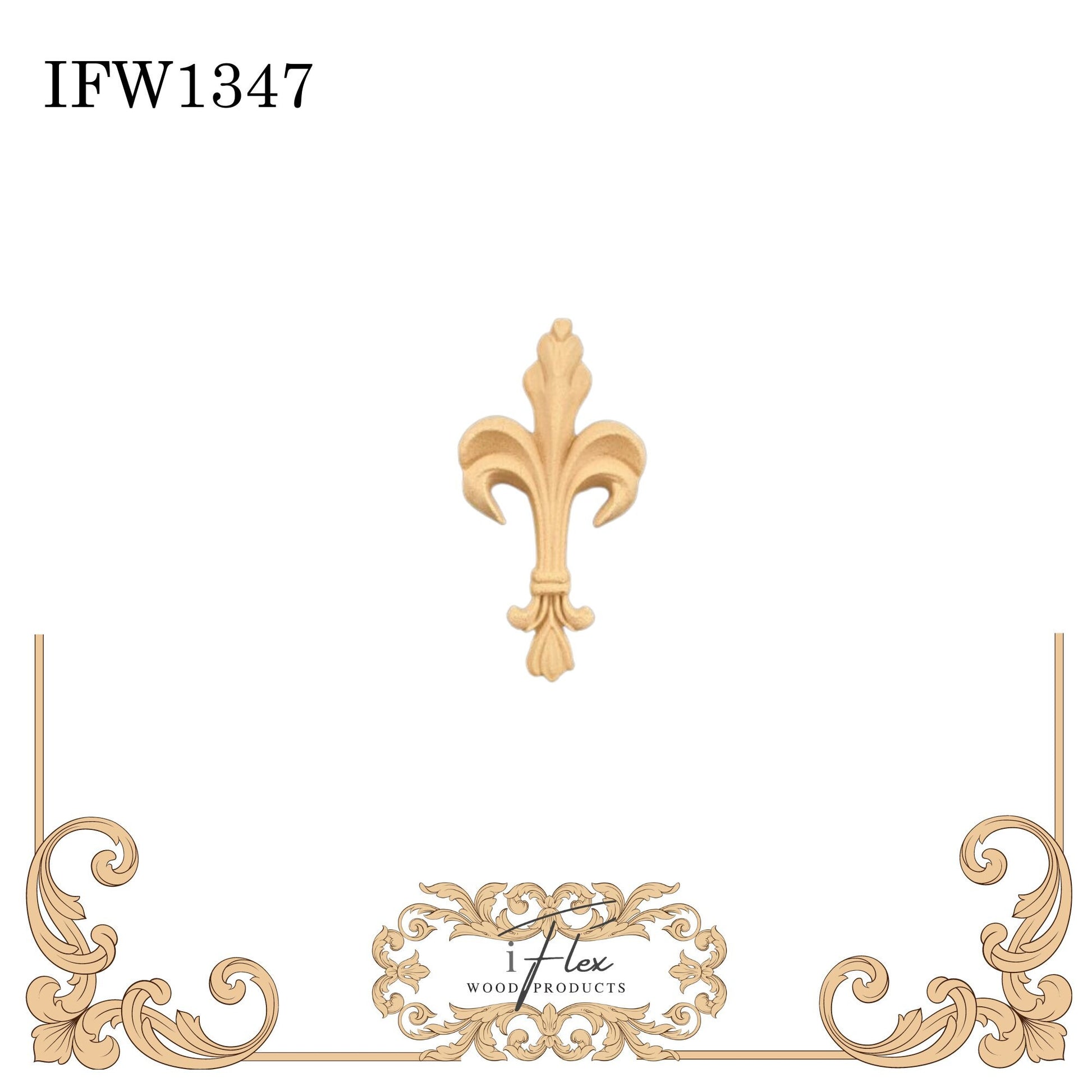 IFW 1347 iFlex Wood Products, bendable mouldings, flexible, wooden appliques, fleur de lis, floral