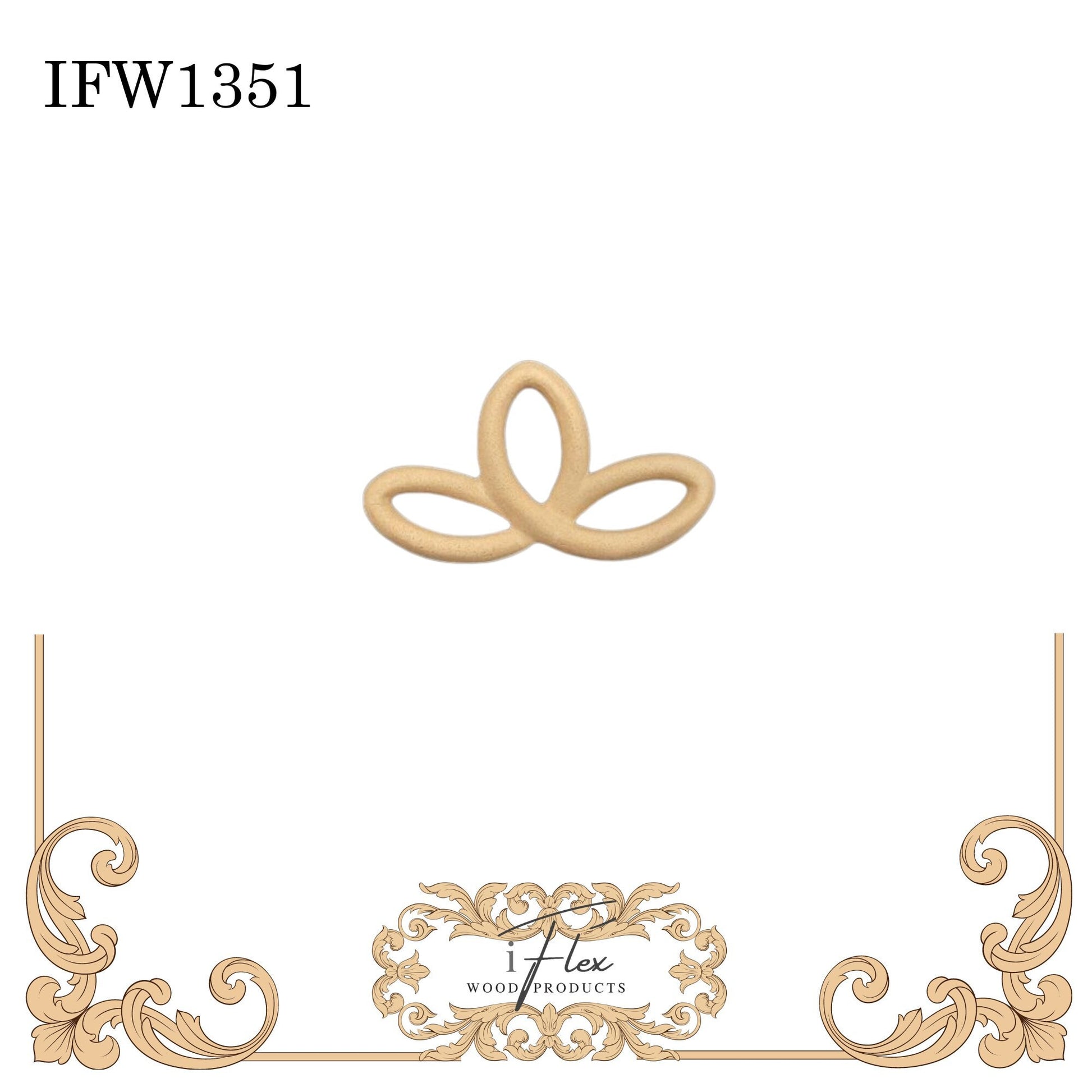 IFW 1351 iFlex Wood Products, bendable mouldings, flexible, wooden appliques, flower, centerpiece
