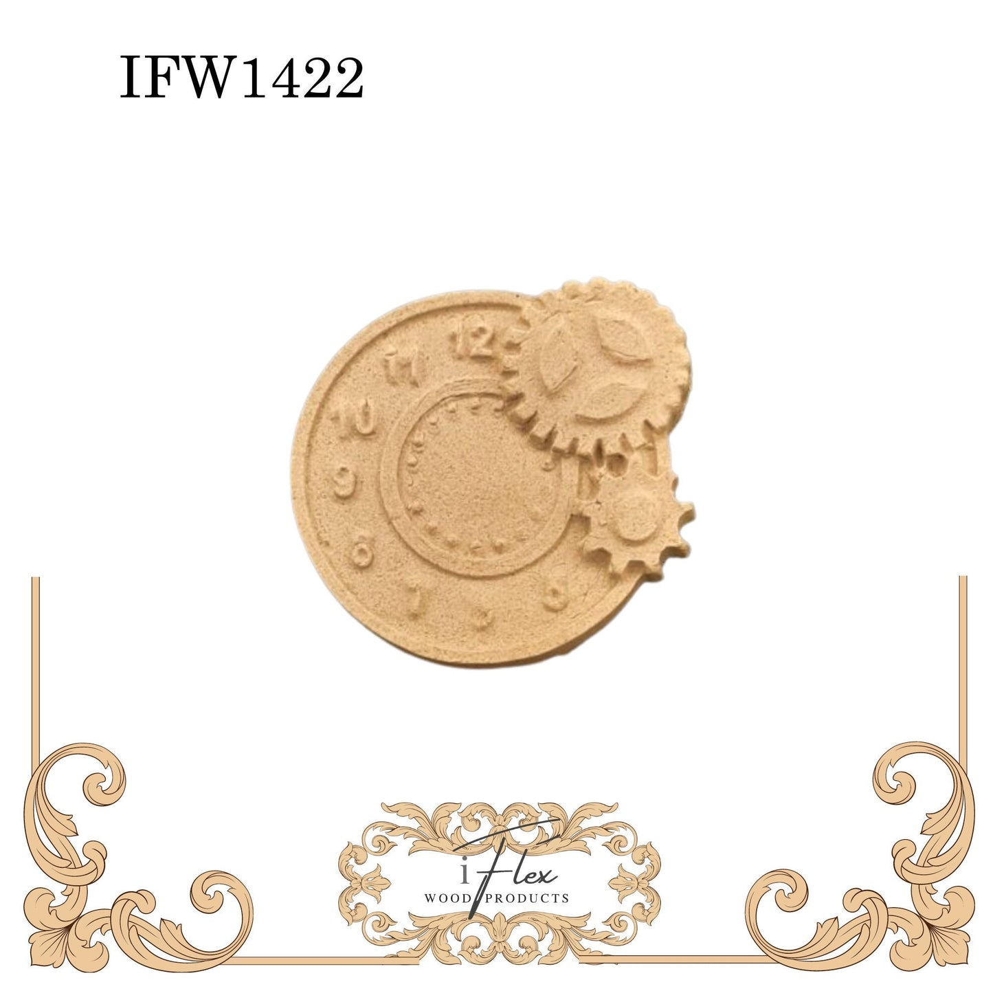 IFW 1422 iFlex Wood Products, bendable mouldings, flexible, wooden appliques, steampunk clock