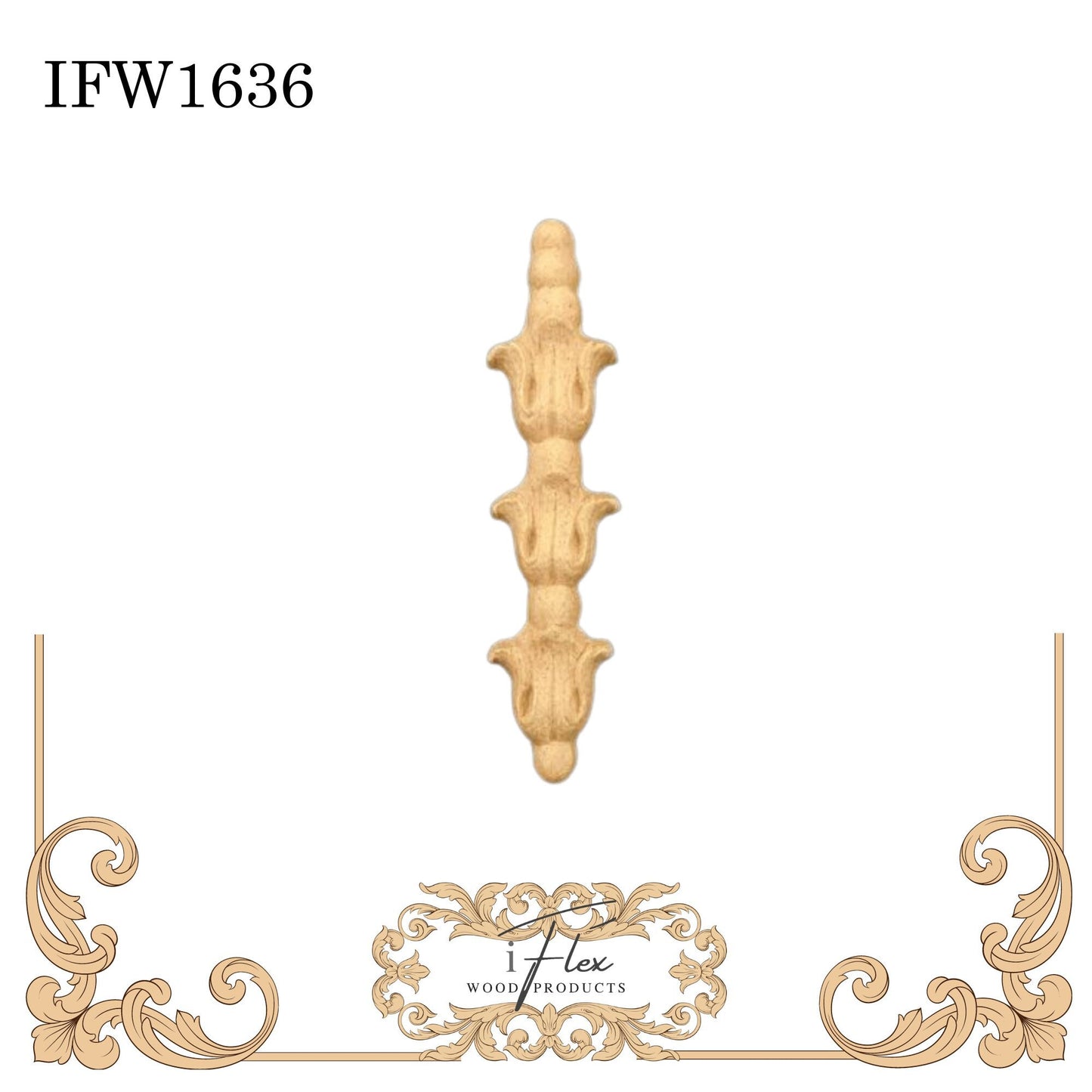 IFW 1636 iFlex Wood Products, bendable mouldings, flexible, wooden appliques, drop