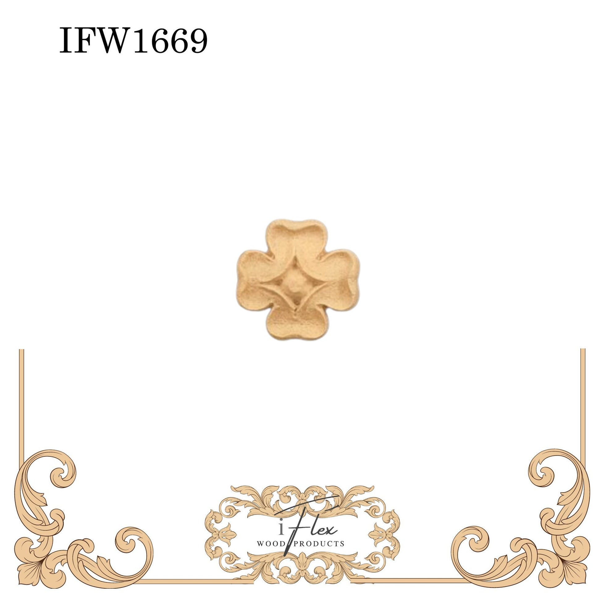 IFW 1669 iFlex Wood Products, bendable mouldings, flexible, wooden appliques, flower