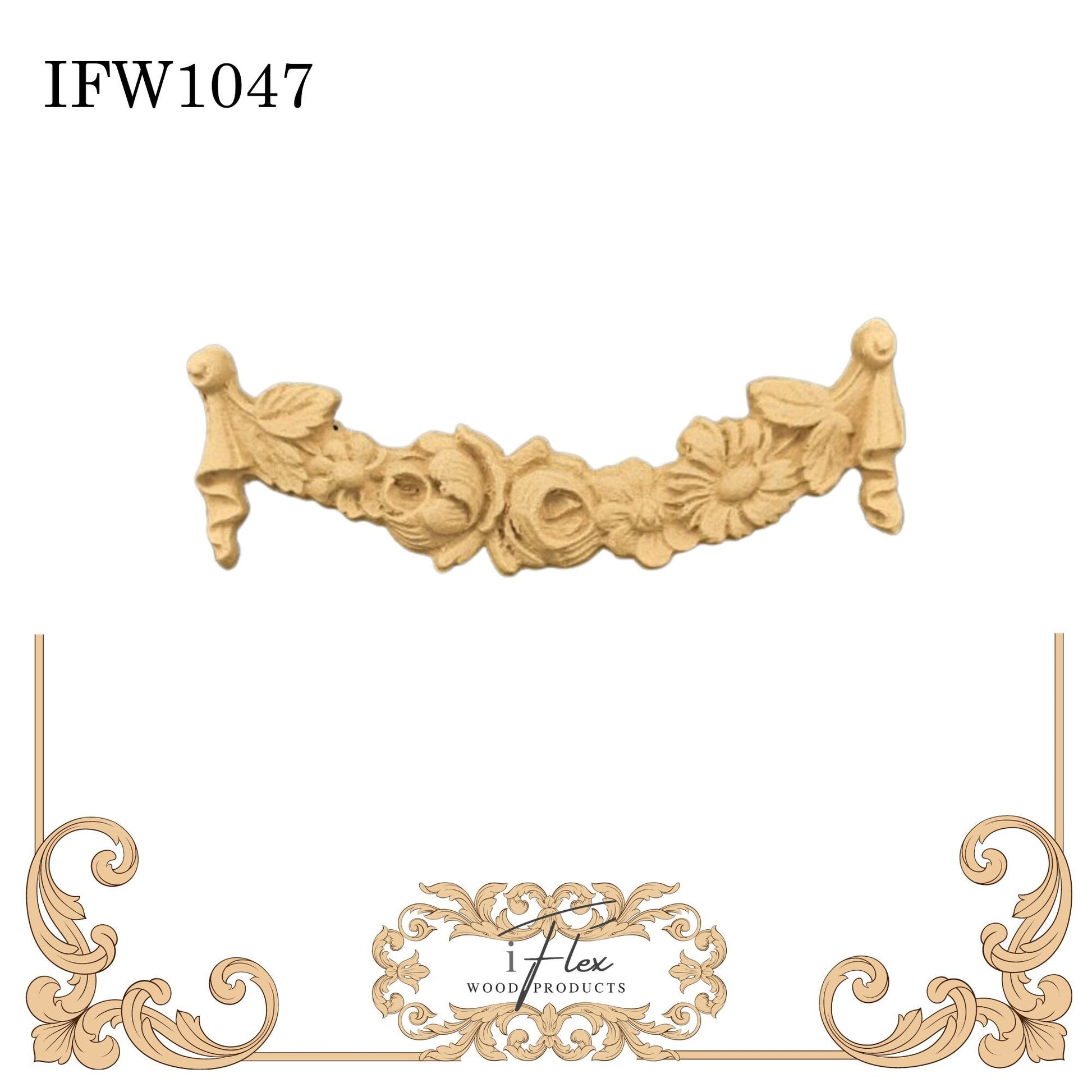 IFW 1047 iFlex Wood Products, bendable mouldings, flexible, wooden appliques, flower garland