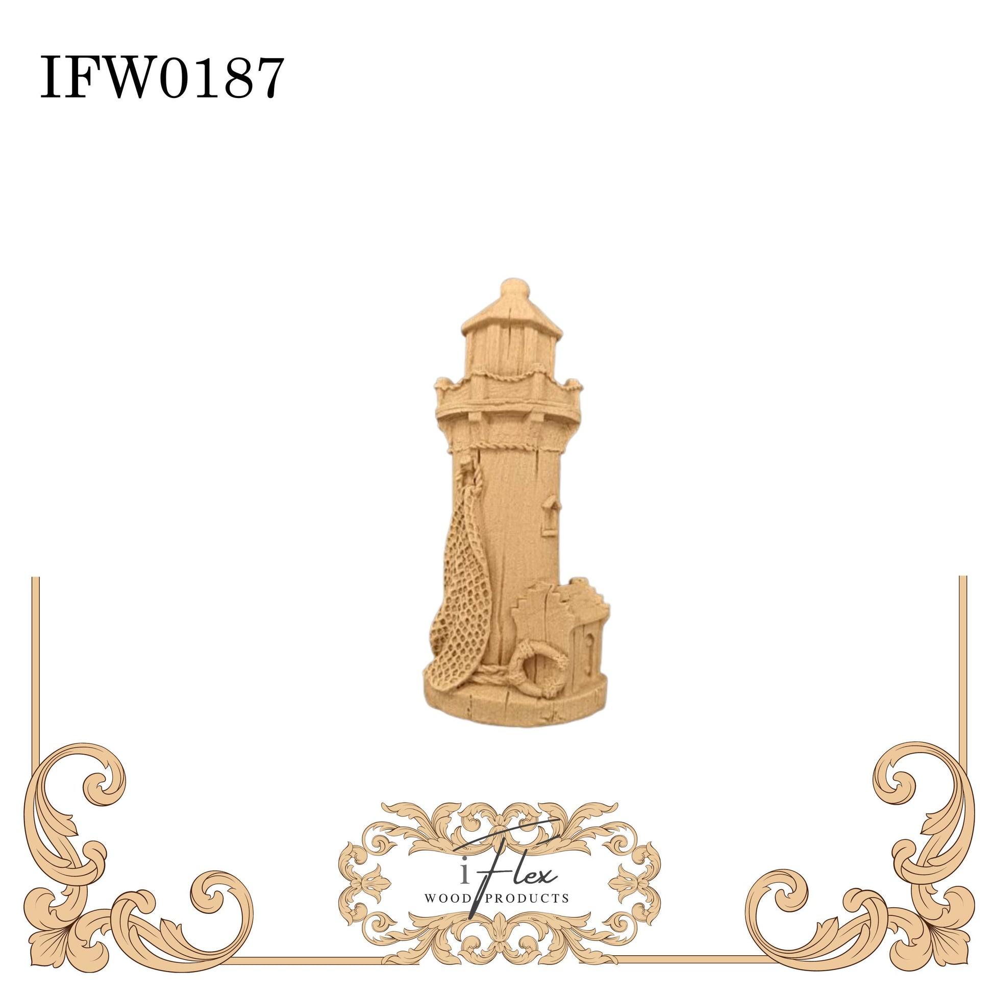 IFW 0187  iFlex Wood Products Lighthouse, Nautical bendable mouldings, flexible, wooden appliques