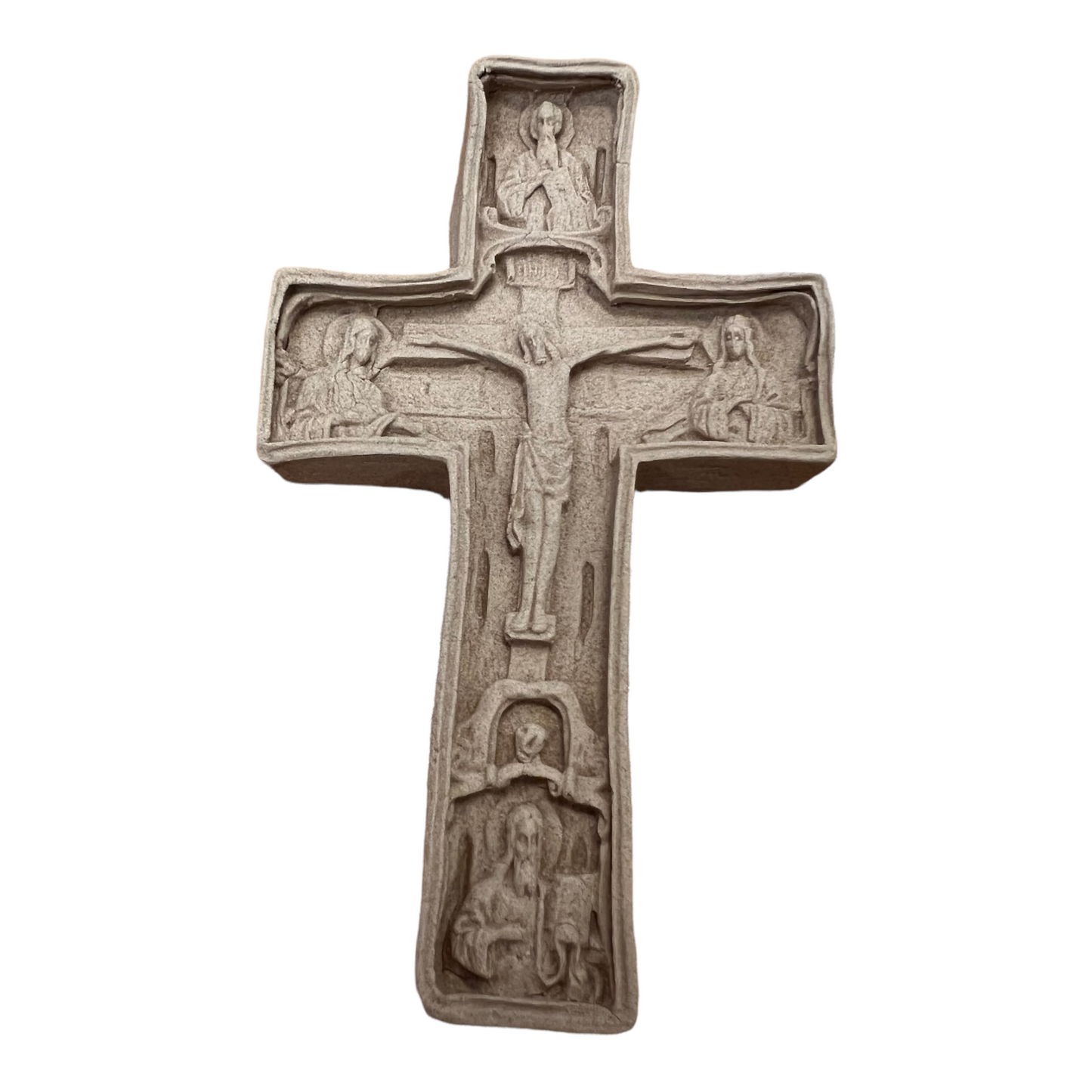 Carved Cross with Jesus,  Flexible moulding IFW 2393, embellishment
