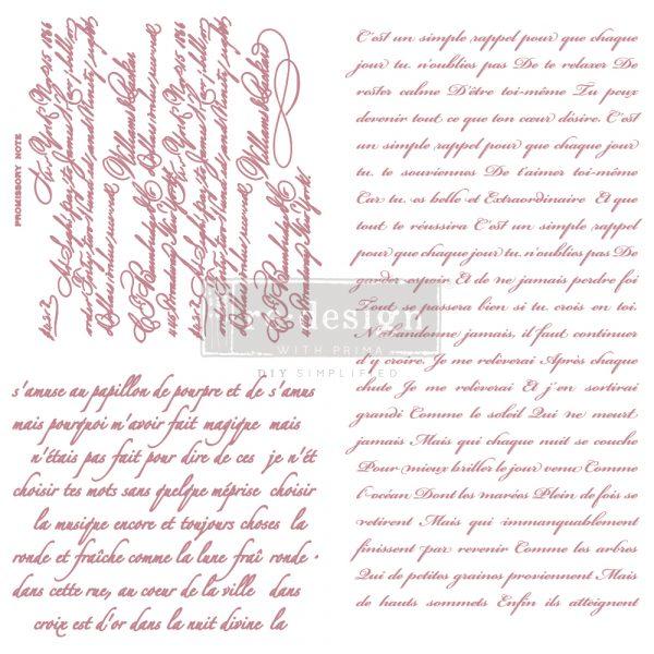Re-Design with Prima Decor Clear-Cling Stamp - Vintage Script - 12x12